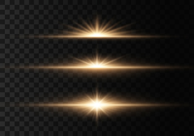 Vector set of flashes, lights and sparkles. bright rays of light.