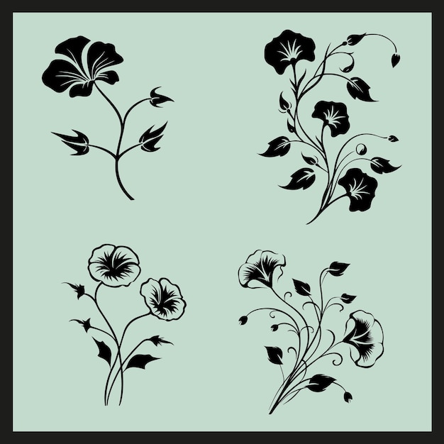 a set of floral designs with the words  flowers  on the bottom