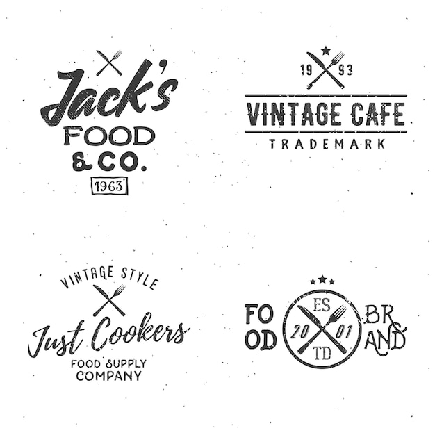 Set of food related vintage labels, badges, logos, design elements.