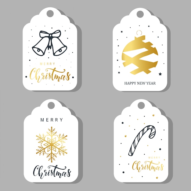 Set of four Christmas labels, stickers design