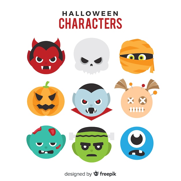 Set of funny halloween characters