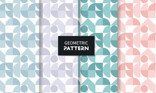 Vector set of geometric seamless patterns in different colors vector