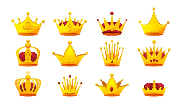 Set of gold crowns of various shapes