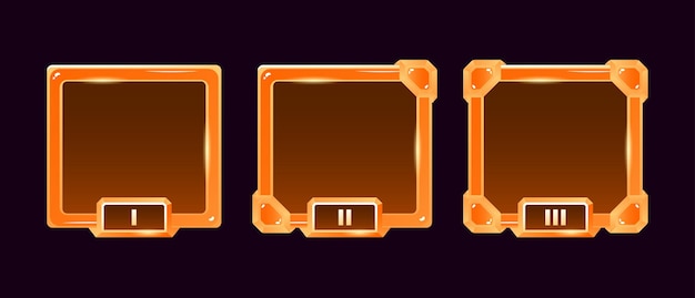 Vector set of golden jelly game ui border avatar frame with grade for gui asset elements