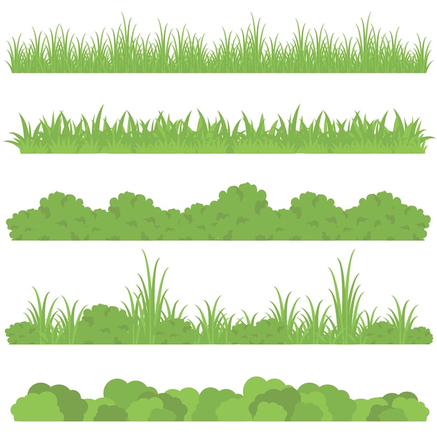 Set of Grass Borders Set, Vector Illustration