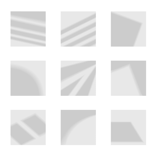 Vector set of gray shadows of different shapes with straight