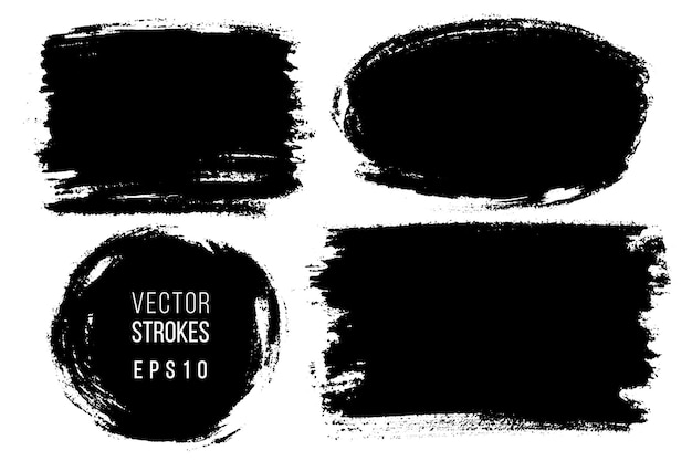  set of hand drawn brush strokes, stains for backdrops. Monochrome  elements set. One color monochrome artistic hand drawn backgrounds.