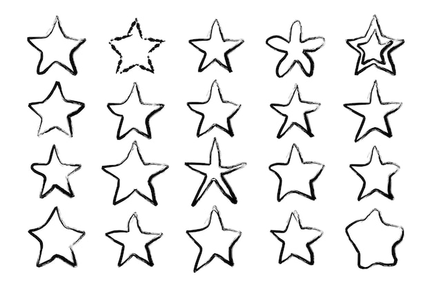 set of handdrawn doodle stars vector illustration