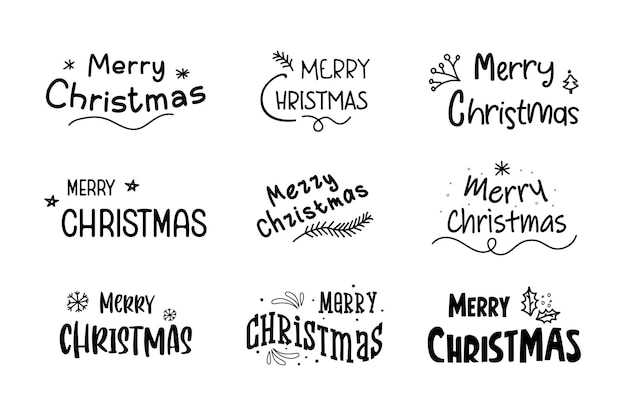 Vector set of handwritten christmas greetings collection of holiday calligraphy inscriptions holiday season design illustration