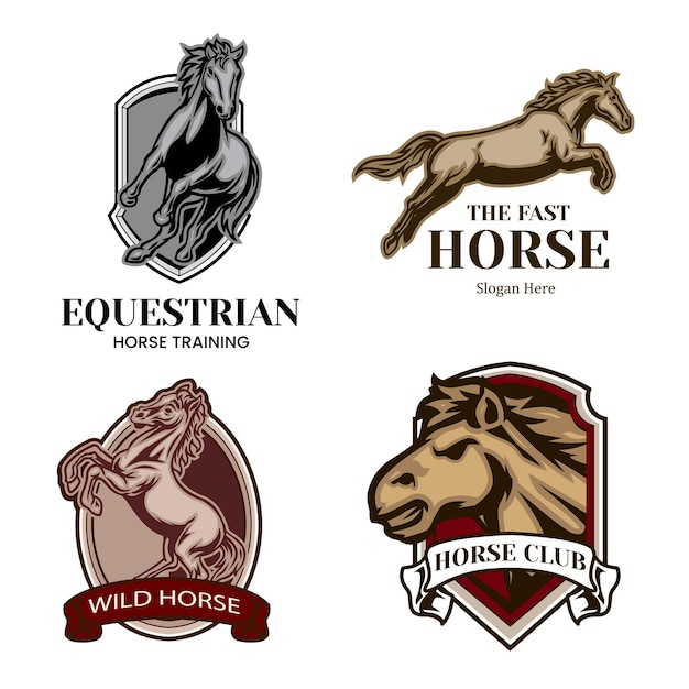 Vector set of horse badge in vintage illustration style