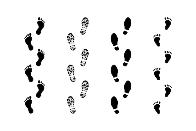 set of human foot steps illustration vector