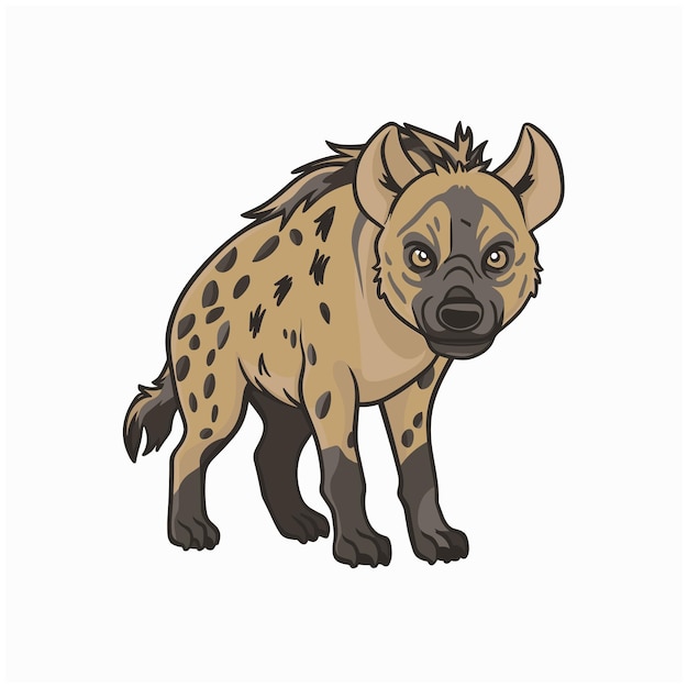 Vector set hyena character with different action poses and views isolated on white background