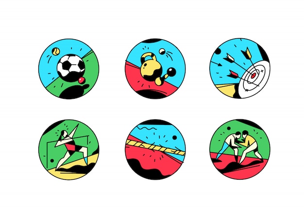 A set of icons on a theme of sports