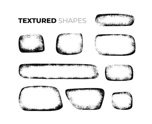 Set of isolated hand drawn dry brush textured shapes