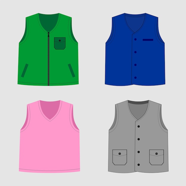 Vector set of jacket vest mockup fashion illustration