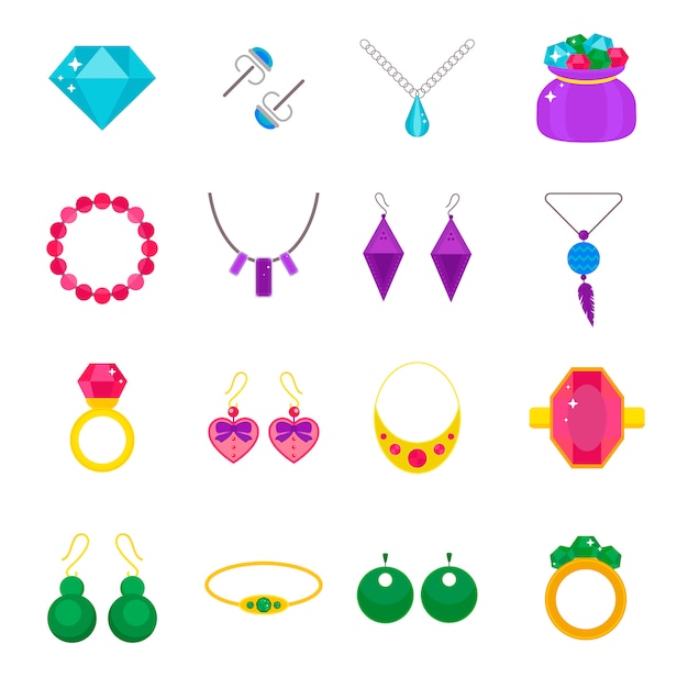 Set of jewelry vector flat elements