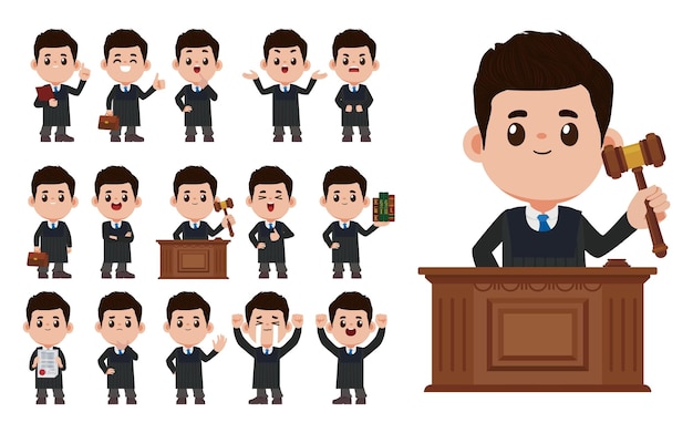 Vector set of judge with different poses