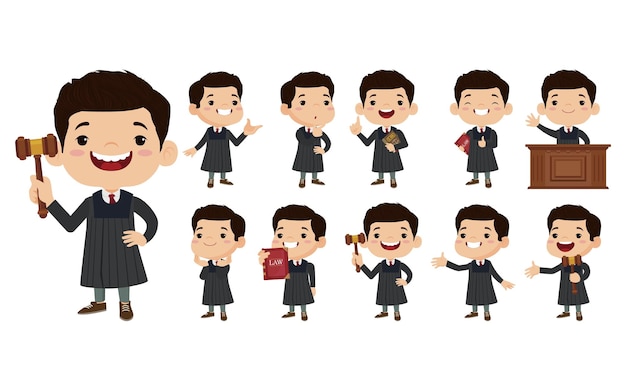 Vector set of judge with different poses