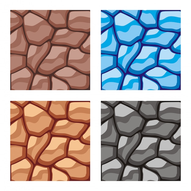 Vector a set of layered of rock tile set pattern