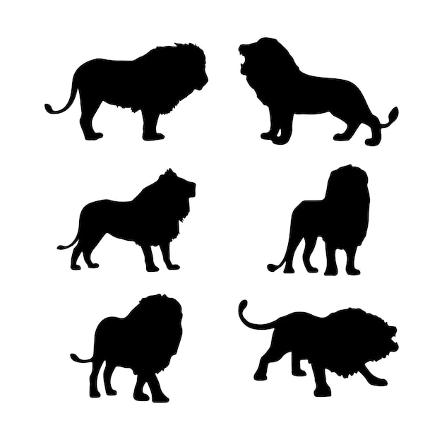 Vector set of lion silhouettes