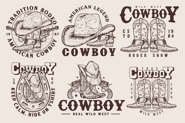 Vector a set of logos for cowboy