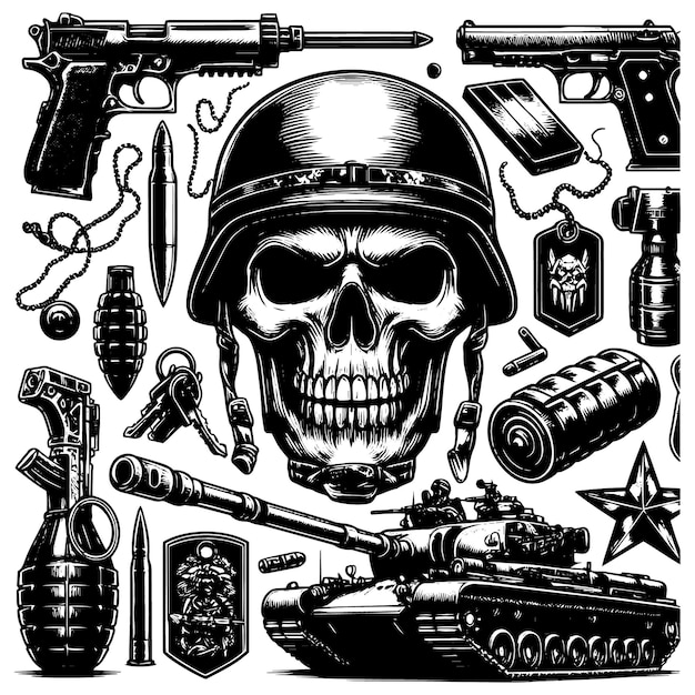 Vector set of military elements