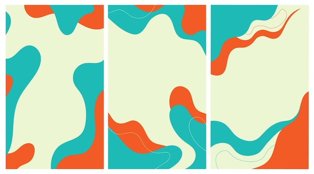 Set of minimalist hand drawn fluid shapes background