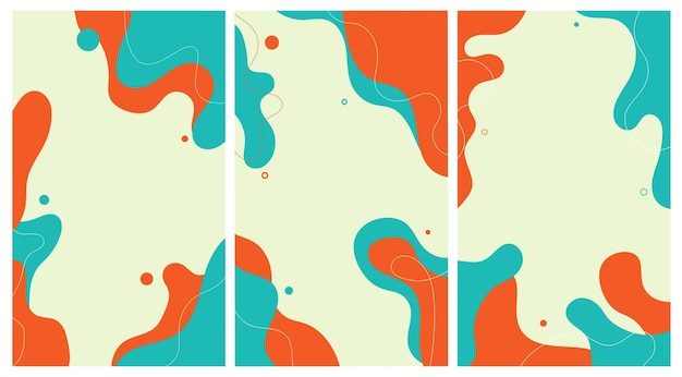 Set of minimalist hand drawn fluid shapes background