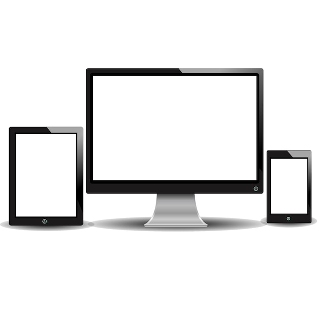 Set of modern digital devices computer monitor 