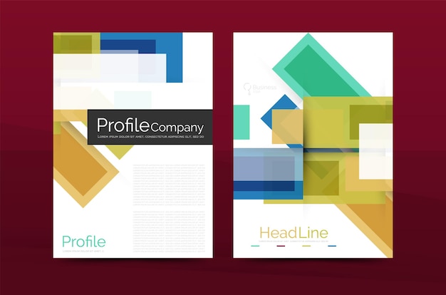 Set of modern geometric business annual report covers