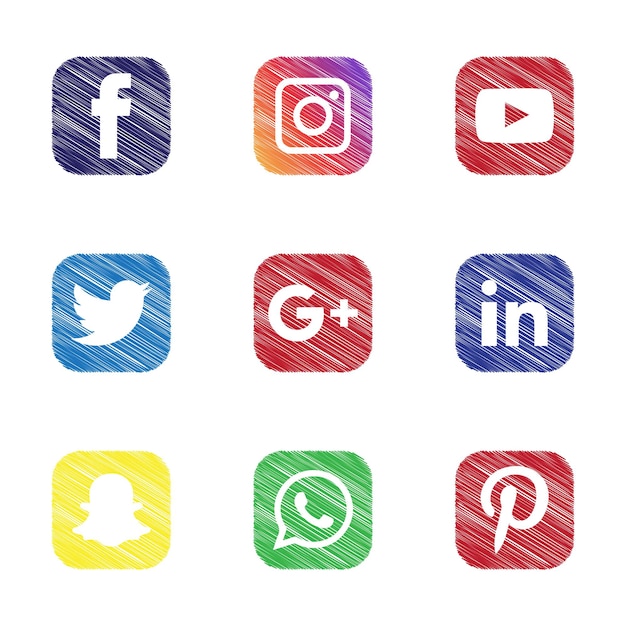 Vector set of most popular social media icons