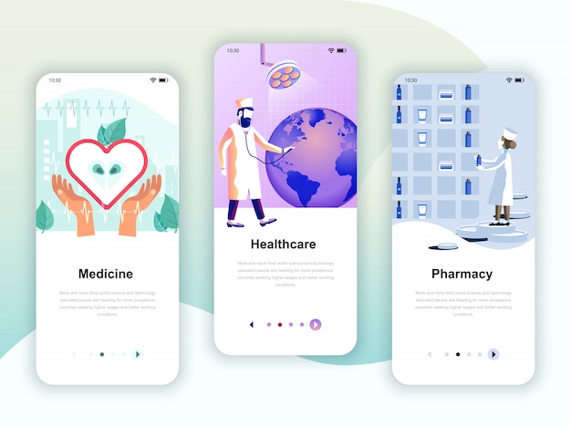 Set of onboarding screens user interface kit