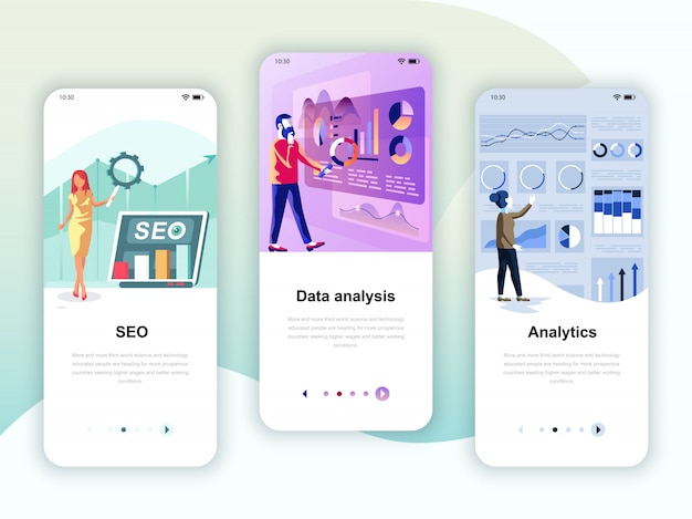 Set of onboarding screens user interface kit