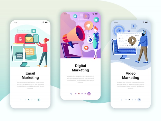Set of onboarding screens user interface kit