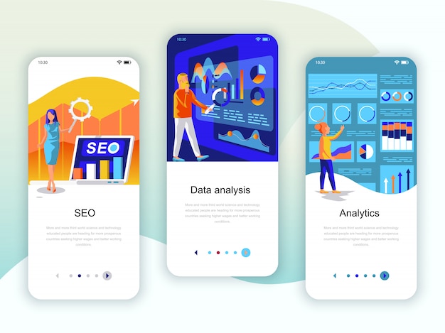 Set of onboarding screens user interface kit