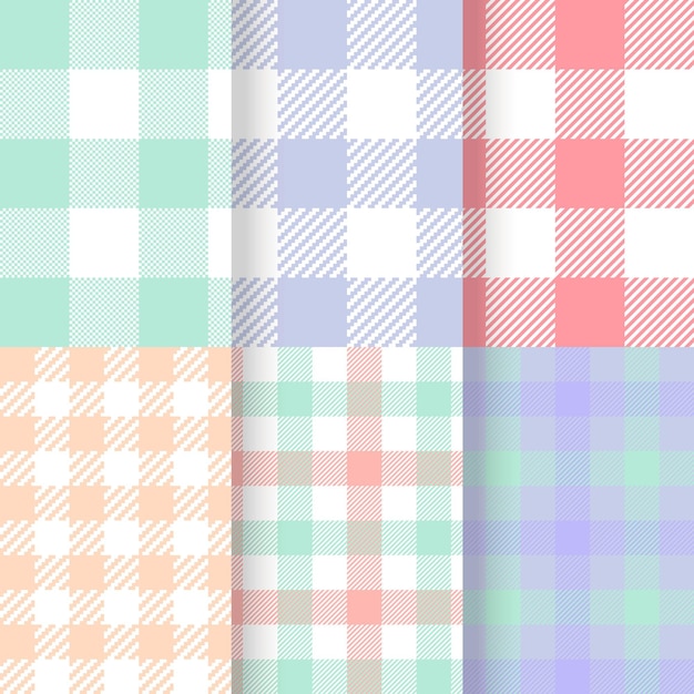 Vector set of pastel gingham patterns