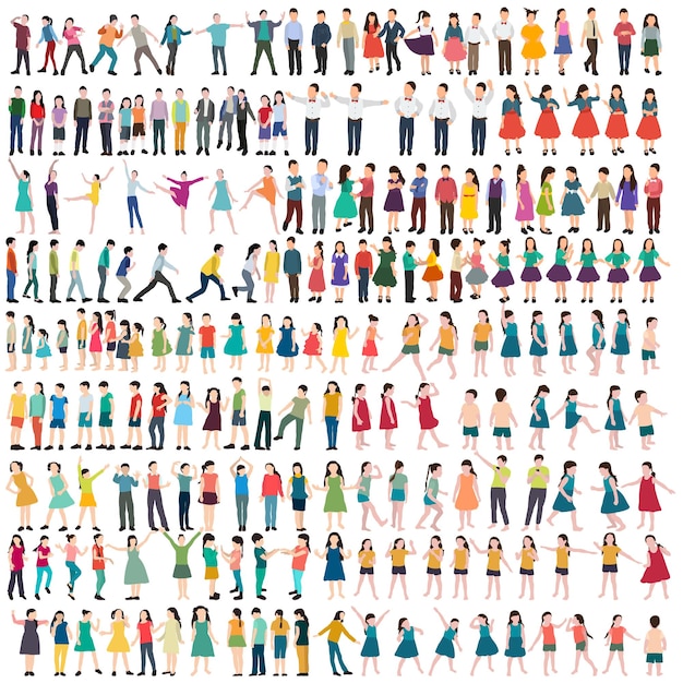 Set of people in flat design isolated vector