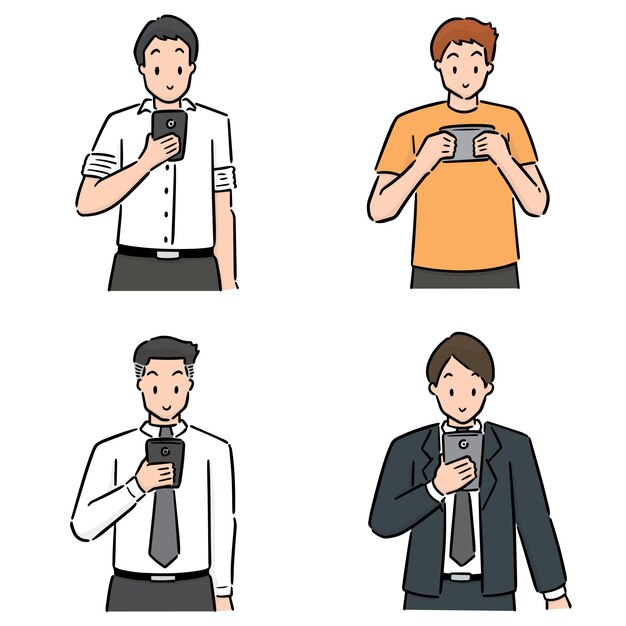 Vector set of people using smartphone