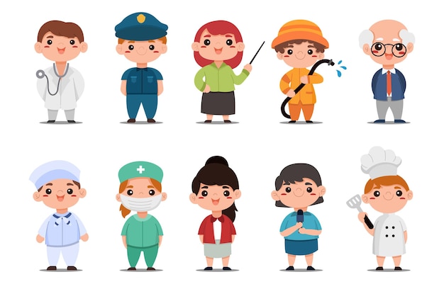 Vector set of people with their profession