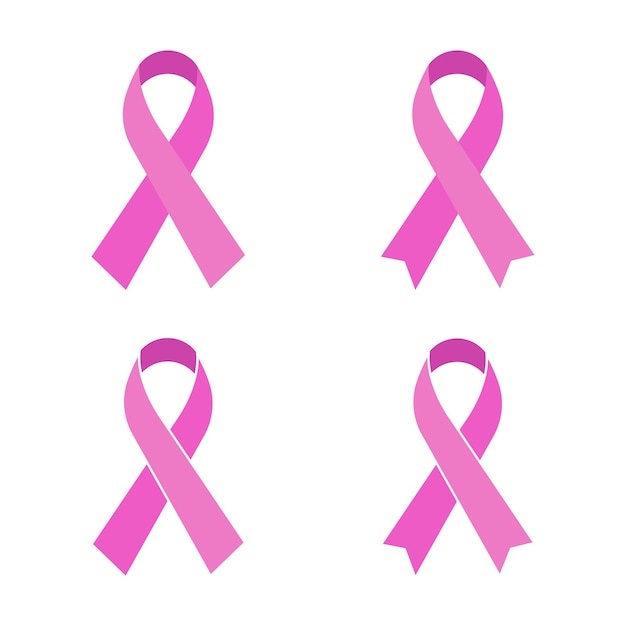 Set of pink ribbon isolated on white background. Vector illustration. Eps 10.