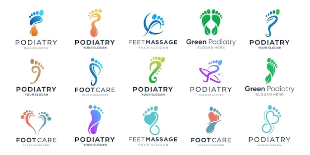 Vector set of podiatry logo vector icon set mega collection podiatrist foot care inspiration perfect logos for brand business company