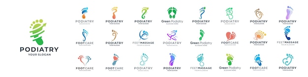 Vector set of podiatry logo vector icon set mega collection podiatrist foot care inspiration perfect logos for brand business company