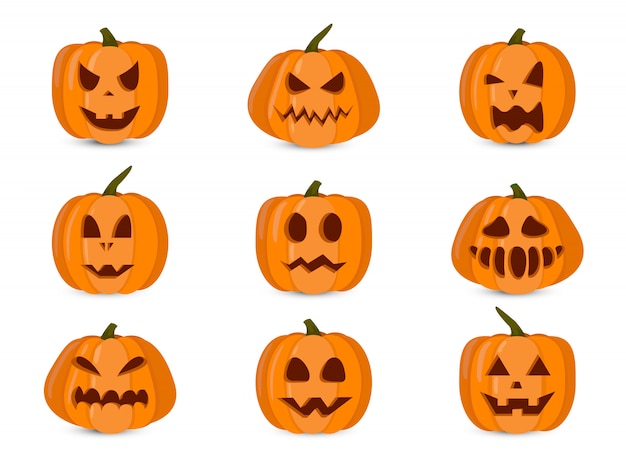 Vector set of pumpkin isolated on white background.