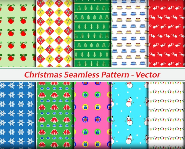 set of realistic seamless christmas pattern or seamless background theme or color full pattern