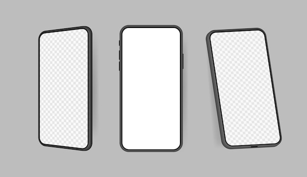 Vector set realistic smartphone blank screen phone mockup template for infographics or presentation ui design interface vector illustration