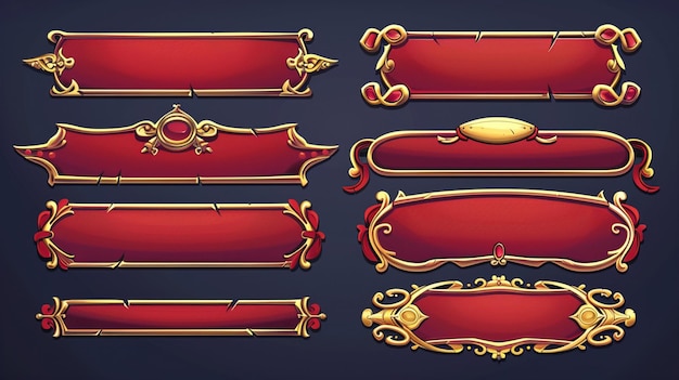 Vector a set of red and gold decorative frames