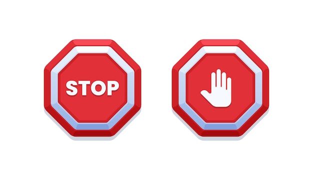 Set of red stop signs