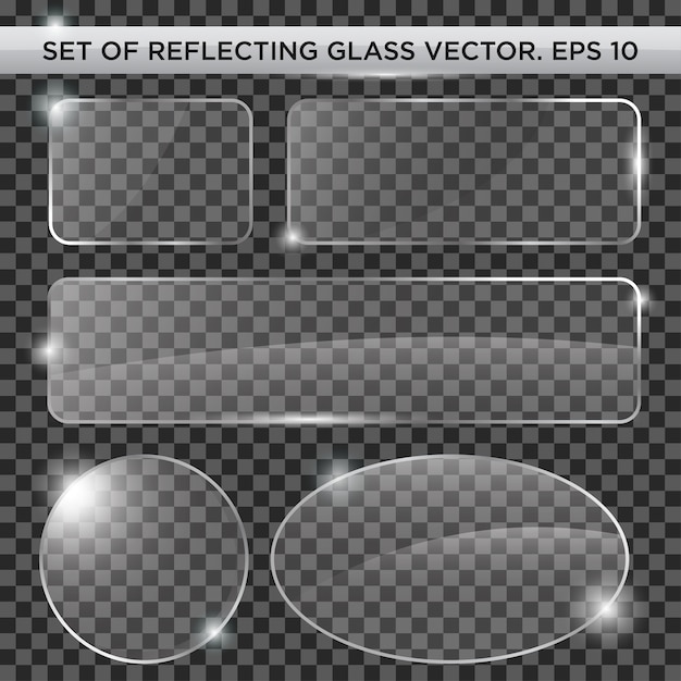 Vector set of reflecting glass vector template 