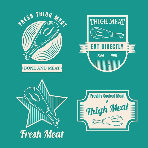 Set of retro fresh thigh meat logo templates