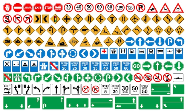 Vector set of road sign icons traffic signs vector illustration